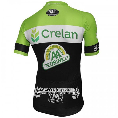 2016 Maillot Ciclismo Crelan AA Vert et Noir Manches Courtes et Cuissard